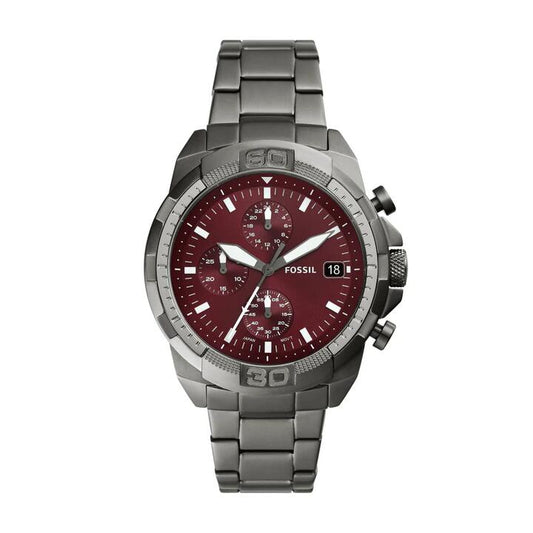 Image of Watches. Productname: Fossil Bronson Chronograph Smoke Stainless Steel Watch FS6017 in Watch colour by brand - Fossil