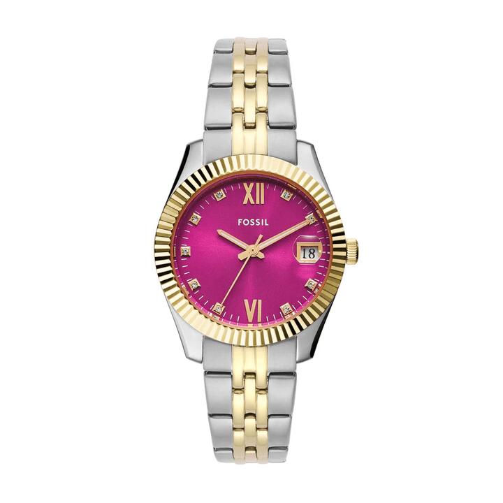 Image of Watches. Productname: Fossil Scarlette Three-Hand Date Two-Tone Stainless Steel Watch ES5337 in Watch colour by brand - Fossil