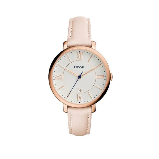 Image of Watches. Productname: Fossil Ladies Jacqueline Pink Leather Watch ES3988 in Watch colour by brand - Fossil