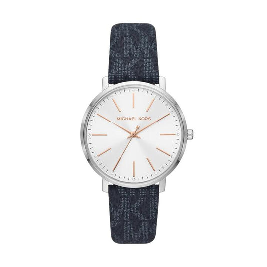 Image of Watches. Productname: Michael Kors Pyper Silver and Blue Women's Watch MK7244 in Watch colour by brand - Michael Kors