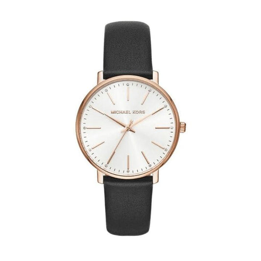 Image of Watches. Productname: Michael Kors Women's Pyper Three-Hand Black Leather Watch MK2834 in Watch colour by brand - Michael Kors