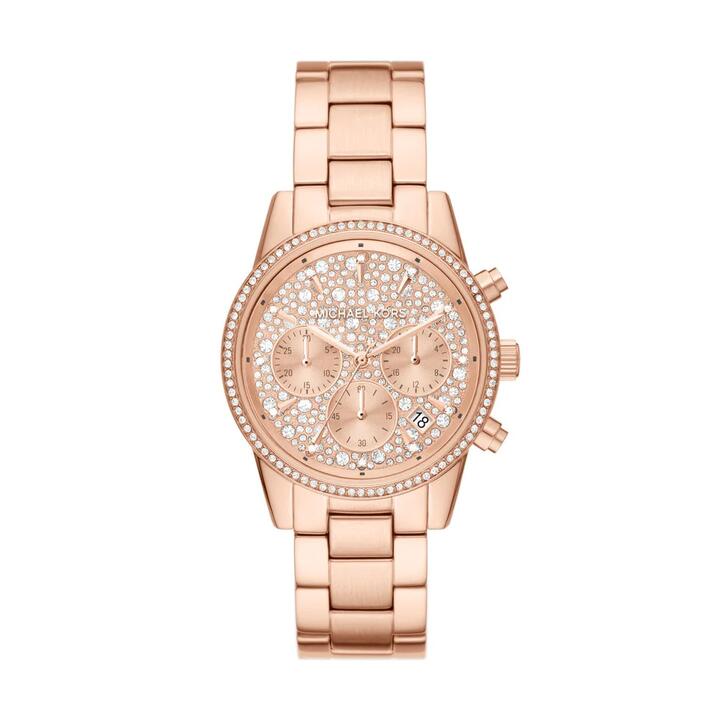 Image of Watches. Productname: Michael Kors Women's Ritz Chronograph Rose Gold-Tone Stainless Steel Watch MK7302 in Watch colour by brand - Michael Kors