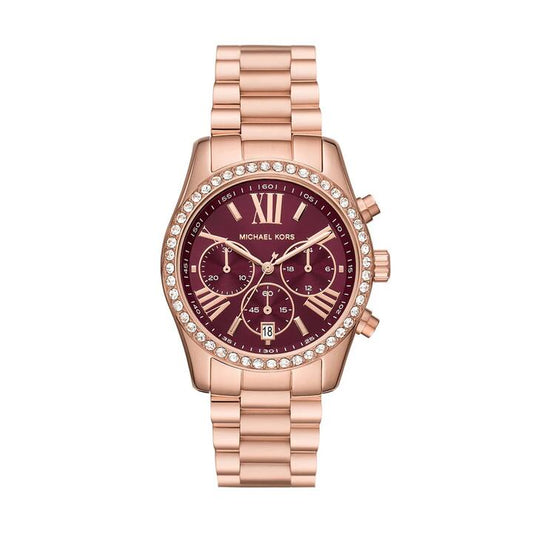 Image of Watches. Productname: Michael Kors Lexington Lux Chronograph Rose Gold-Tone Stainless Steel Watch MK7275 in Watch colour by brand - Michael Kors