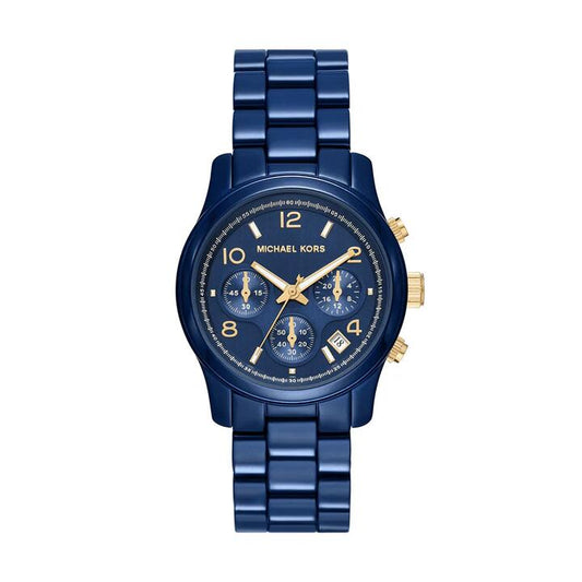 Image of Watches. Productname: Michael Kors Runway Chronograph Navy-Coated Stainless Steel Watch MK7332 in Watch colour by brand - Michael Kors