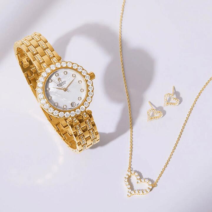 Image of Watches. Productname: Roberto Carati Amore Gold Tone Quartz Watch Gift Set in Watch colour by brand - Roberto Carati