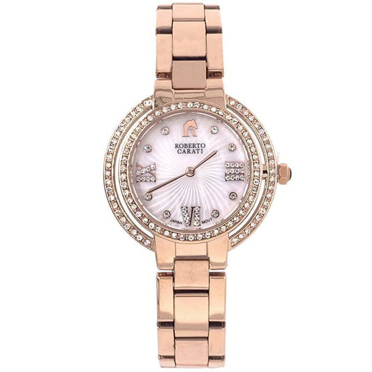 Image of Watches. Productname: Roberto Carati Ambrosia Mother of Pearl & Crystals Rose Gold Watch in Watch colour by brand - Roberto Carati