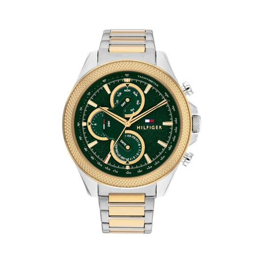 Image of Watches. Productname: Tommy Hilfiger Clark Two Tone Stainless Steel Green Dial Men's Watch 1792079 in Watch colour by brand - Tommy Hilfiger