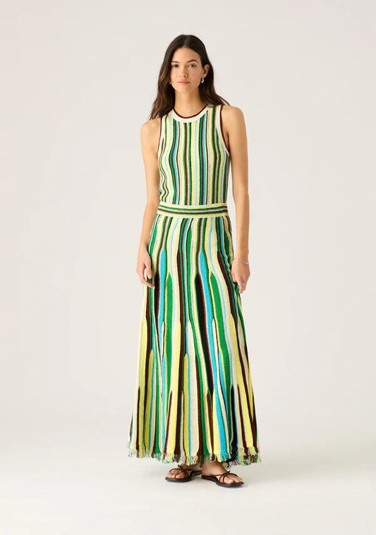 Image of a model wearing Skirts. Productname: Rosalia Knit Midi Skirt in Multicolour colour by brand - MOS The Label