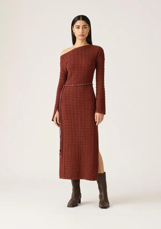 Image of Dresses. Productname: Selene Knit Dress in Wine colour by brand - MOS The Label
