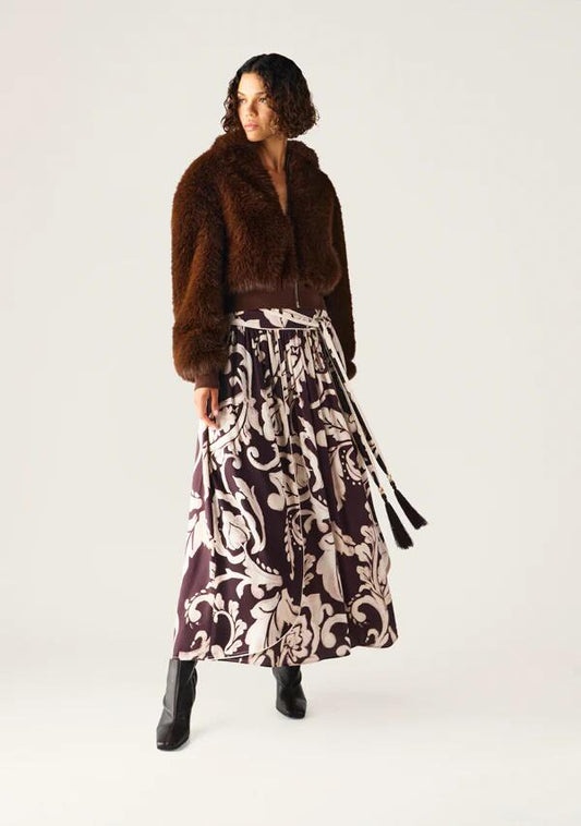 Image of a model wearing Skirts. Productname: Seraphine Maxi Skirt in Seraphine Print colour by brand - MOS The Label