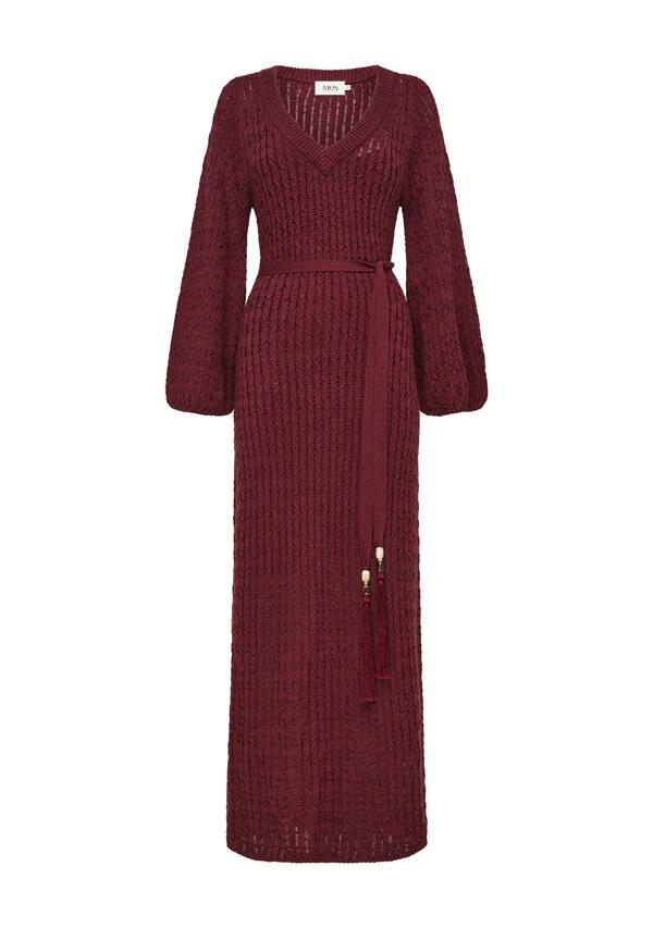 Image of Dresses. Productname: Furilia Knit Maxi Dress in Cherry Lacquer colour by brand - MOS The Label