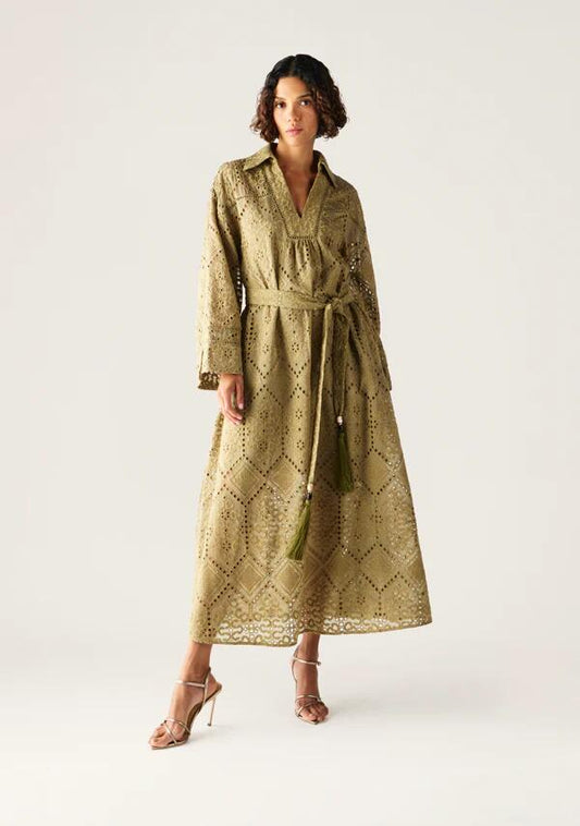 Image of Dresses. Productname: Filomena Maxi Dress in Olive colour by brand - MOS The Label