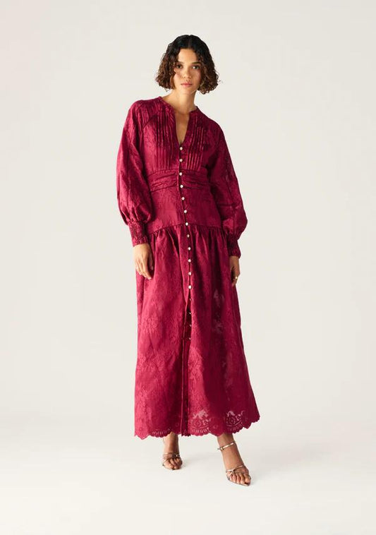 Image of Dresses. Productname: Edith Lace Maxi Dress in Cherry Lacquer colour by brand - MOS The Label