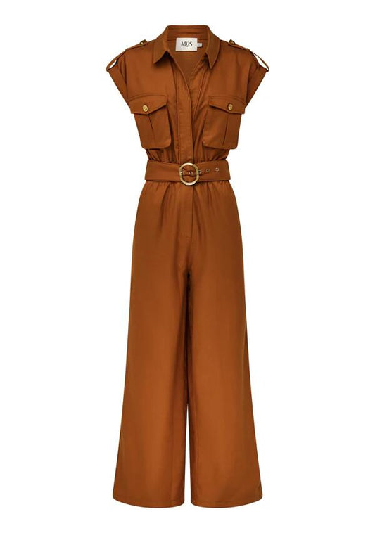 Image of a model wearing Outerwear. Productname: Rita Jumpsuit Chocolate | MOS The Label in Chocolate colour by brand - MOS The Label