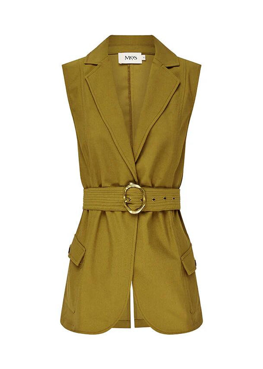 Image of Coats & Jackets. Productname: Carmelita Vest | MOS The Label in Moss colour by brand - MOS The Label
