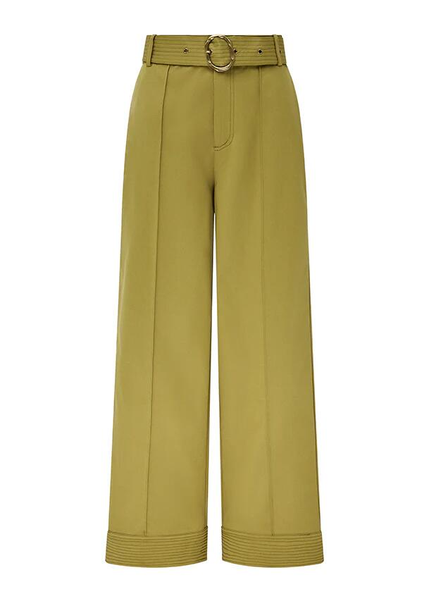 Image of a model wearing Pants. Productname: Carmelita Pants | MOS The Label in Moss colour by brand - MOS The Label