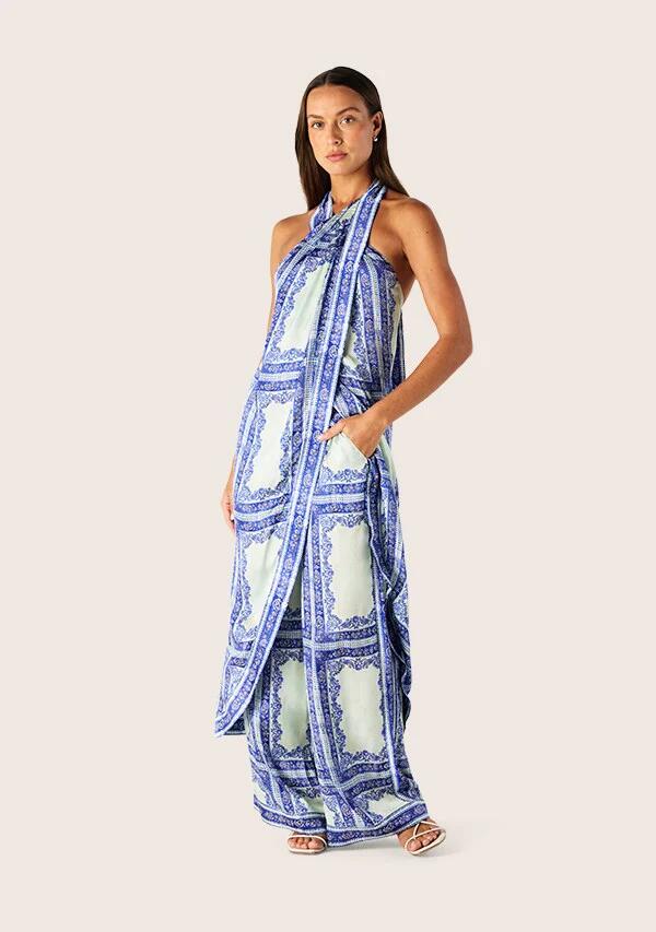 Image of a model wearing Pants. Productname: Jordi Wide Leg Pants | MOS The Label in Jordi Print colour by brand - MOS The Label