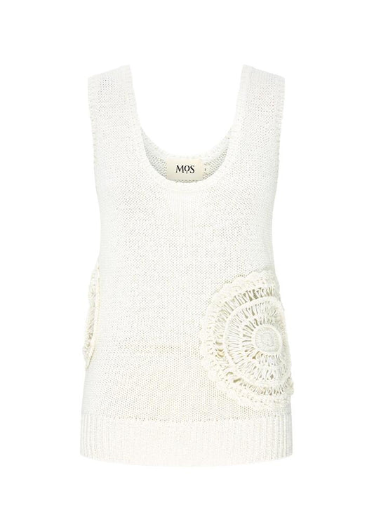 Image of a model wearing Tops. Productname: Martina Knit Tank Top Chalk | MOS The Label in Chalk colour by brand - MOS The Label