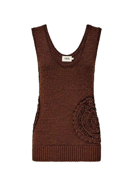 Image of a model wearing Tops. Productname: Martina Knit Tank Top Chocolate | MOS The Label in Chocolate colour by brand - MOS The Label