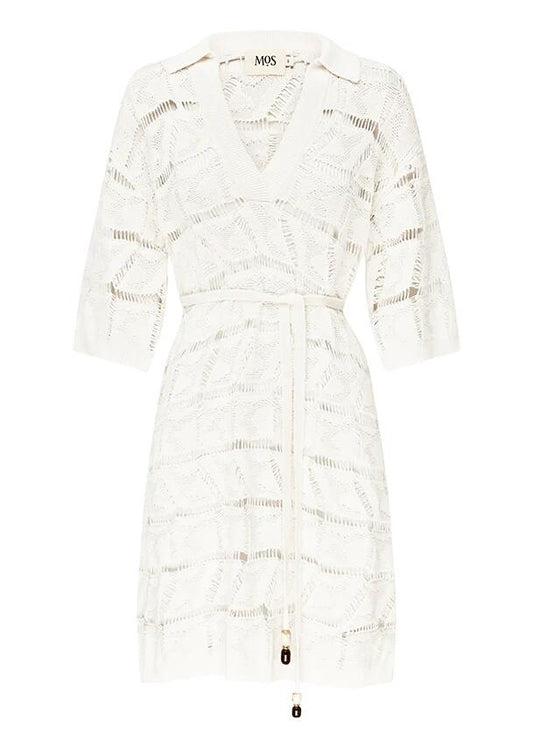 Image of Dresses. Productname: Clara Knit Kaftan Mini Dress | MOS TheLabel in Optic White colour by brand - MOS The Label