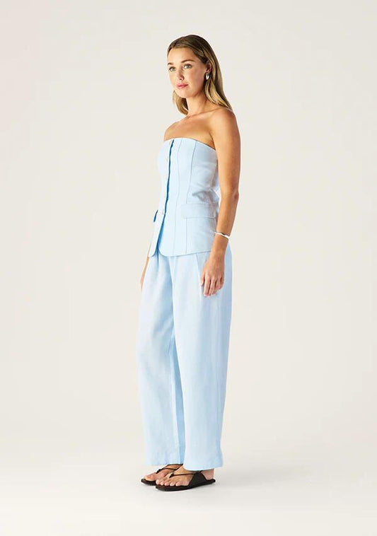 Image of a model wearing Pants. Productname: Monaco Suiting Pants | MOS The Label in Ice Blue colour by brand - MOS The Label
