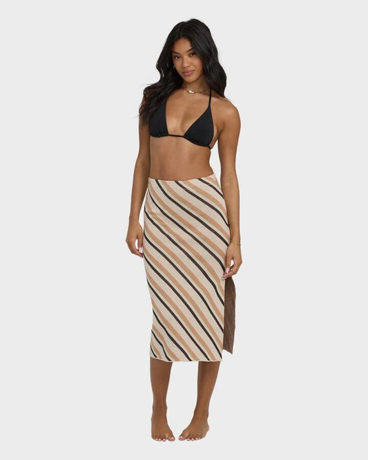 Image of a model wearing Skirts. Productname: Billabong Womens All Out Midi Skirt Multi - in Multi colour by brand - Billabong