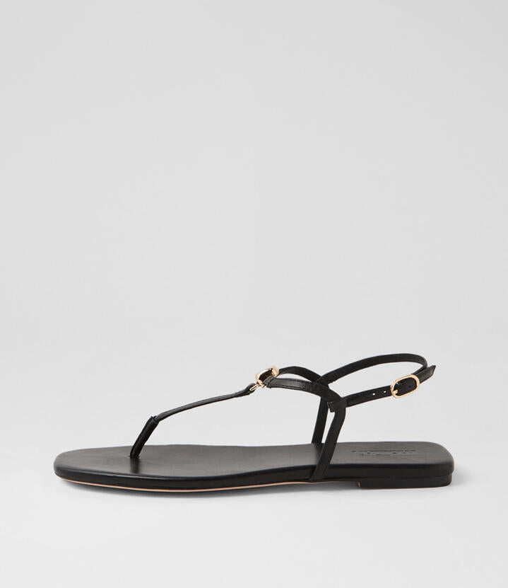 Image of Sandals. Productname: Remee Black Leather Sandals in Black colour by brand - MOLLINI