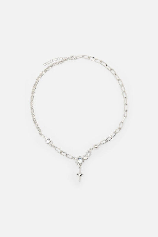 Image of Necklaces. Productname: Double Chain Soft Star Necklace in Silver colour by brand - Dangerfield