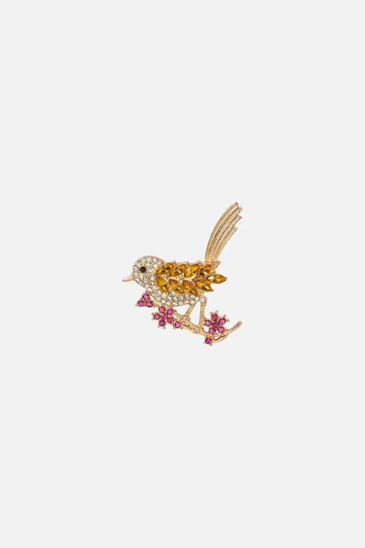 Image of Keychains. Productname: Bird Brooch in Gold colour by brand - Princess Highway