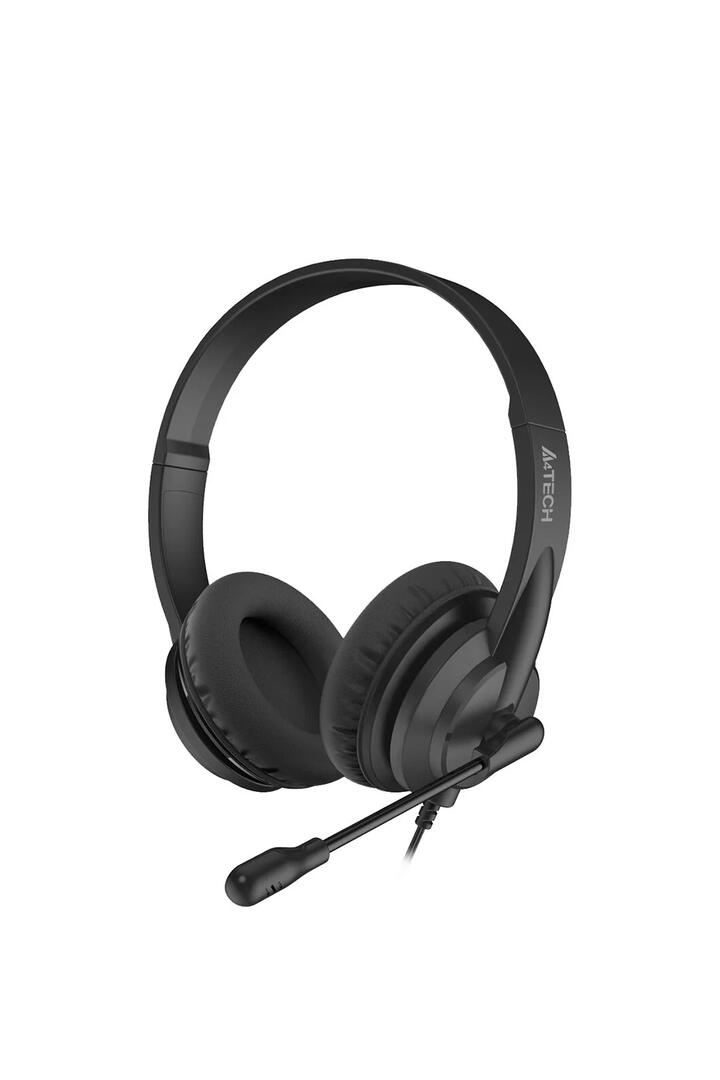 Image of Electronics Accessories. Productname: A4Tech HU-10 Black On-Ear Lightweight Stereo USB Headset in Black colour by brand - A4Tech