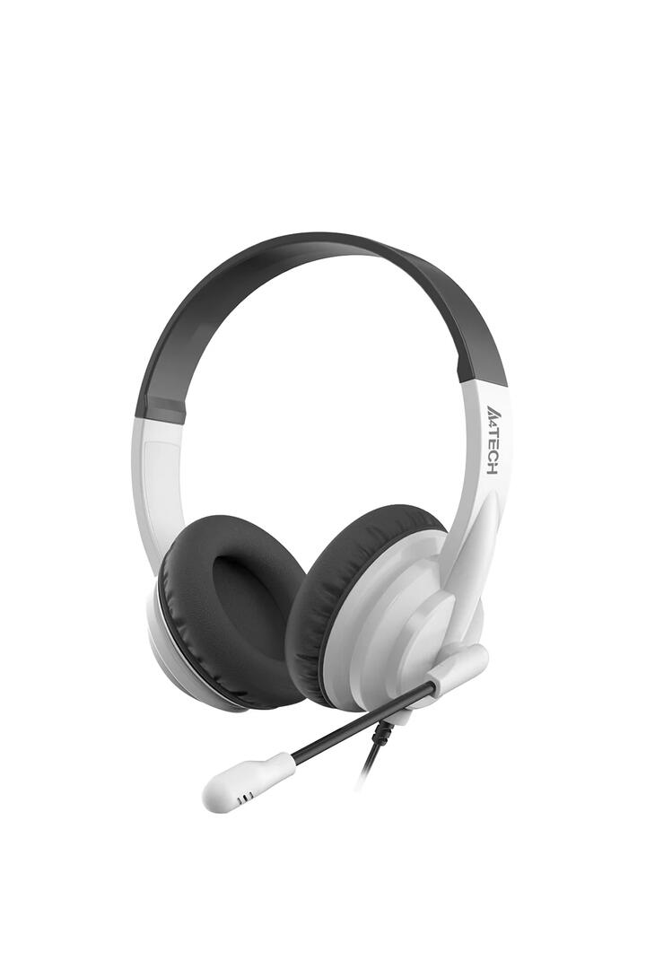 Image of Electronics Accessories. Productname: A4Tech HU-10 Black & White On-Ear Lightweight Stereo USB Headset in Black White colour by brand - A4Tech