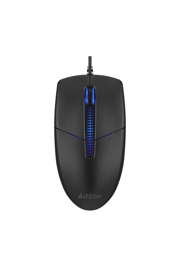 Image of Electronics Accessories. Productname: A4Tech N-530S Black Full-Size Illuminate Silent Wired Optical Mouse in Black colour by brand - A4Tech