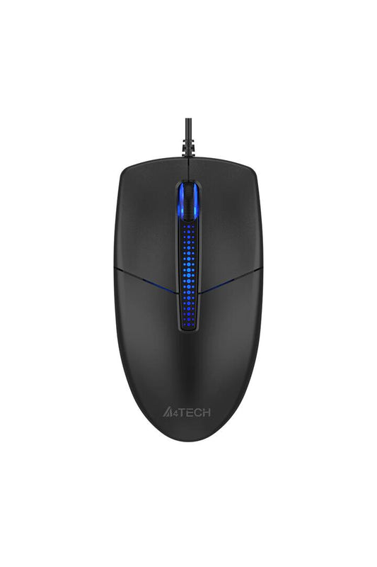 Image of Electronics Accessories. Productname: A4Tech N-530S Black Full-Size Illuminate Silent Wired Optical Mouse in Black colour by brand - A4Tech