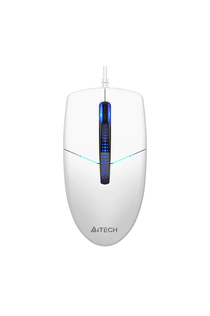 Image of Electronics Accessories. Productname: A4Tech N-530S White Full-Size Illuminate Silent Wired Optical Mouse in White colour by brand - A4Tech