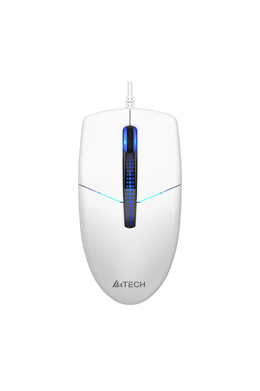 Image of Electronics Accessories. Productname: A4Tech N-530S White Full-Size Illuminate Silent Wired Optical Mouse in White colour by brand - A4Tech