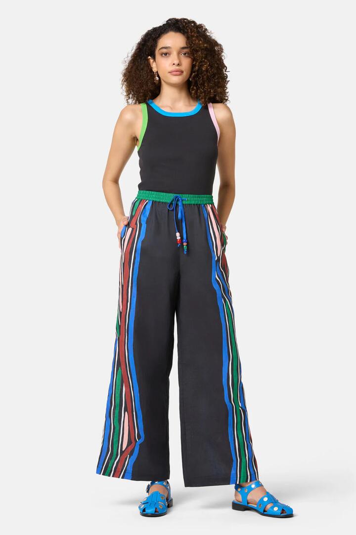 Image of a model wearing Pants. Productname: Baseline Print Pant in Print colour by brand - Gorman