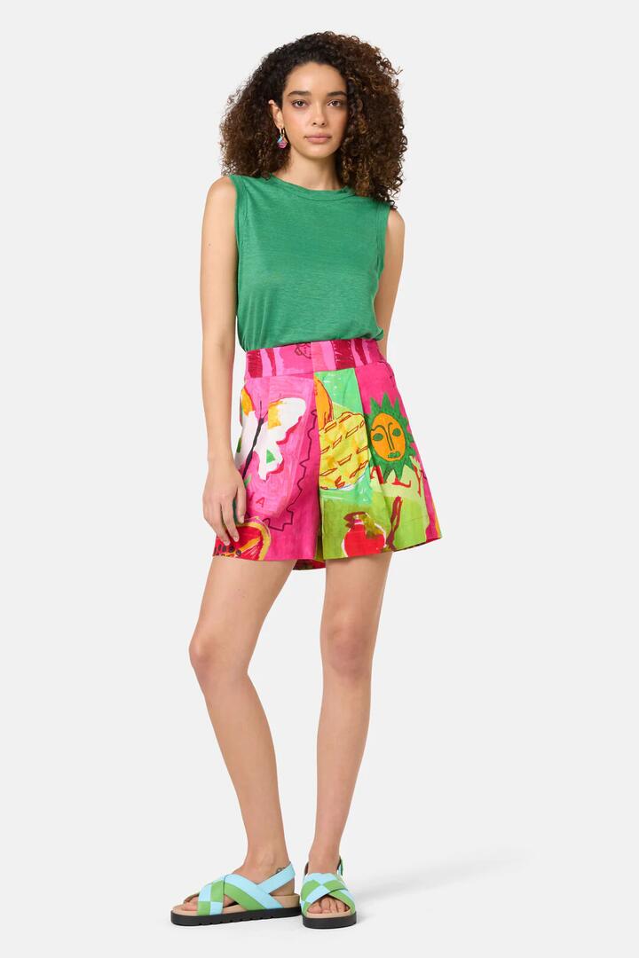 Image of a model wearing Shorts. Product name - Pen Pals Organic Cotton Short in Print colour by brand - Gorman