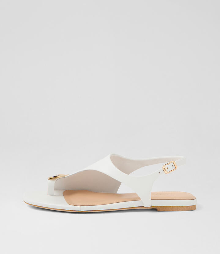 Image of Sandals. Productname: Reexi White Leather Sandals in White colour by brand - MOLLINI