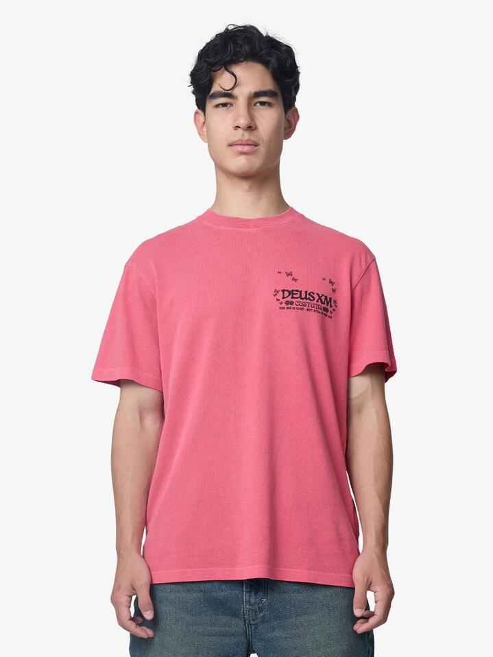 Image of T-Shirts. Productname: Deus Highroll Tee in Melon Red colour by brand - Deus