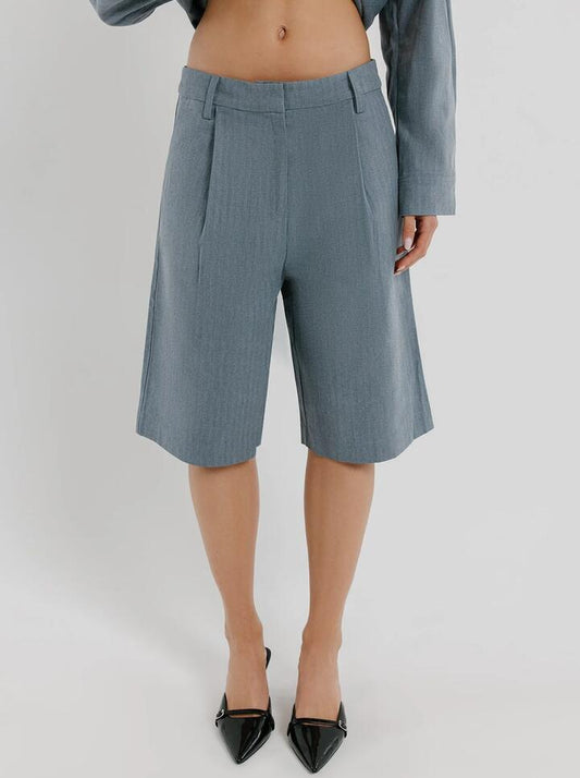 Image of a model wearing Shorts. Productname: Beyond Her Hendry Tailored Shorts in Herringbone colour by brand - Beyond Her