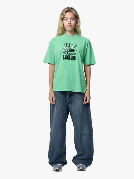 Image of a model wearing Tops. Productname: S-Double Logofest Ss Tee in Pigment Green colour by brand - S-Double
