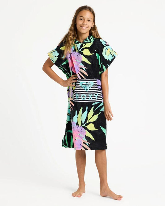 Image of Accessories. Productname: roxy Girls 4-16 Rg Stay Magical Hooded Towel Anthracite Aquarella Active Rg - in Anthracite Aquarella Active Rg colour by brand - Roxy