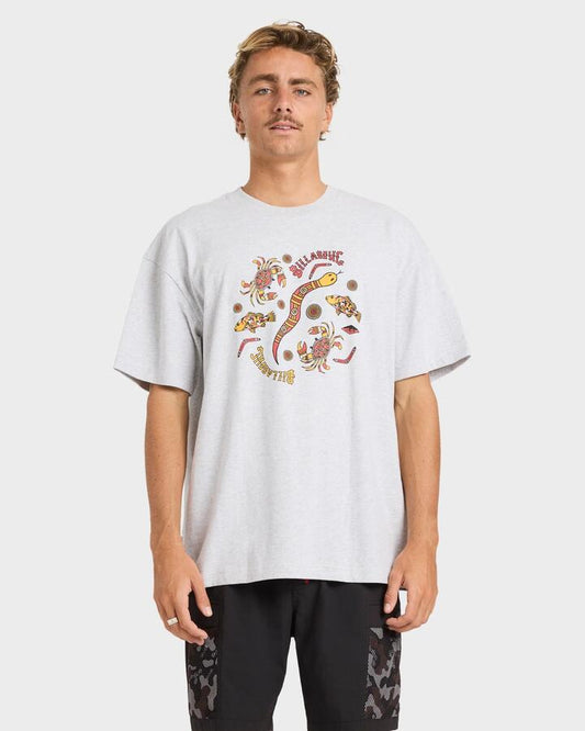 Image of T-Shirts. Product name - Billabong Mens Otis Estuary T-Shirt Light Grey Heather in Light Grey Heather colour by brand - Billabong
