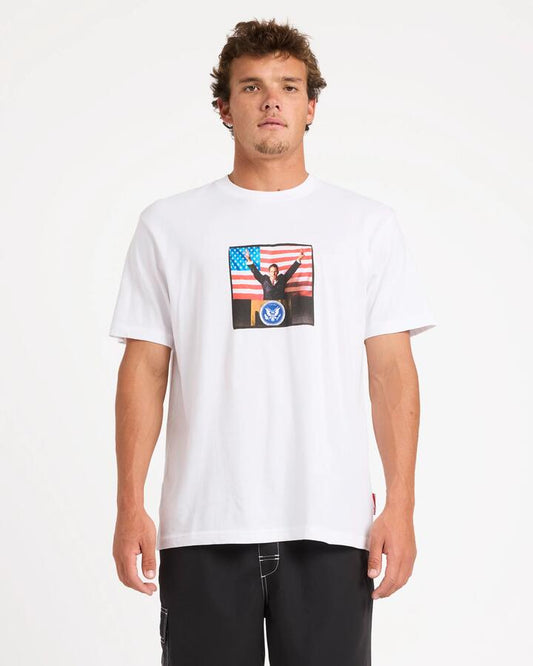 Image of T-Shirts. Product name - Billabong Mens A.I 4 Pres T-Shirt White in White colour by brand - Billabong