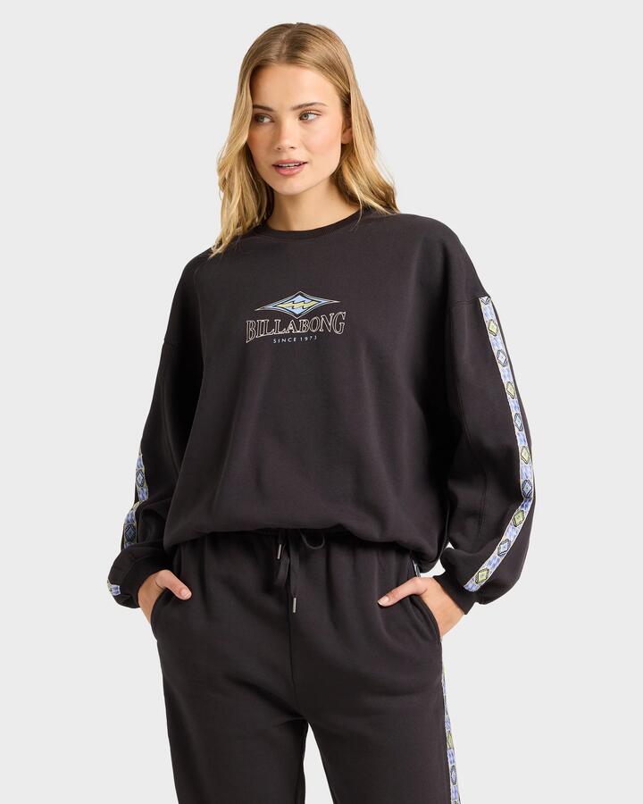 Image of Accessories. Product name - Billabong Womens Swipe Right Crew Neck Off Black in Off Black colour by brand - Billabong