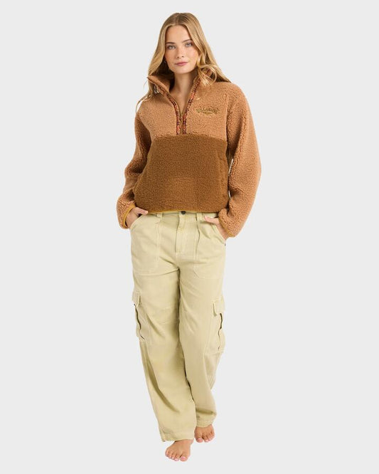 Image of a model wearing Pants. Product name - Billabong Womens Walk Along Cargo Pants Fog in Fog colour by brand - Billabong
