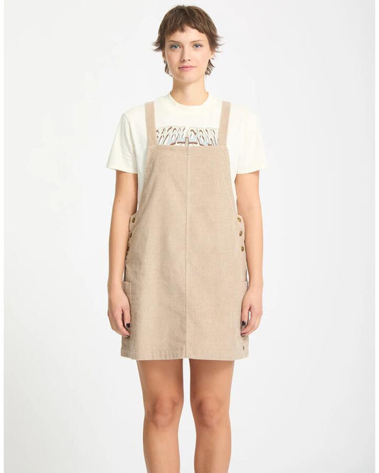 Image of Dresses. Productname: Volcom - Womens Power Cord Midi Dress - Khaki - in Khaki colour by brand - Volcom