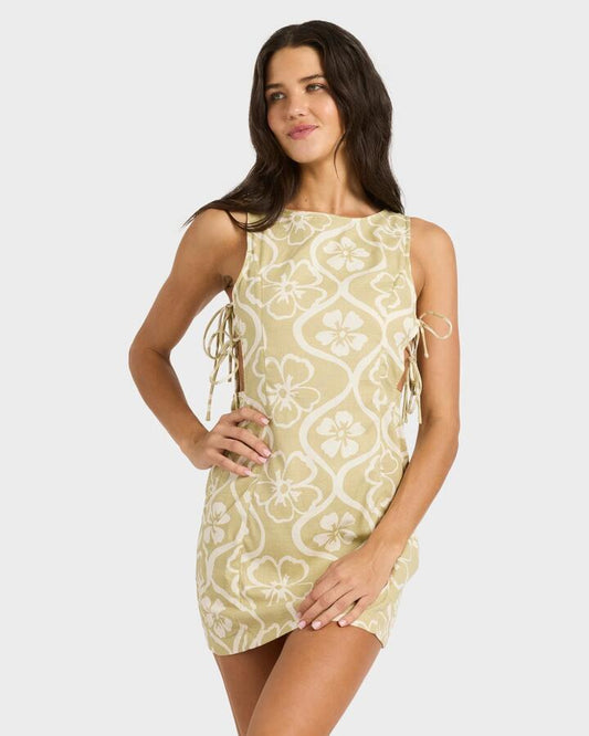 Image of Dresses. Productname: billabong - Womens Floral Trip Mini Dress - Cactus - in Cactus colour by brand - billabong