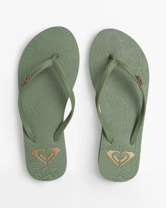 Image of Sandals. Productname: roxy - Womens Antilles Iii Thongs - Oil Green - in Oil Green colour by brand - roxy