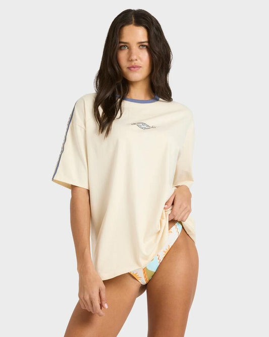 Image of T-Shirts. Productname: billabong Womens Barrels Oversized T-Shirt White Cap - in White Cap colour by brand - Billabong